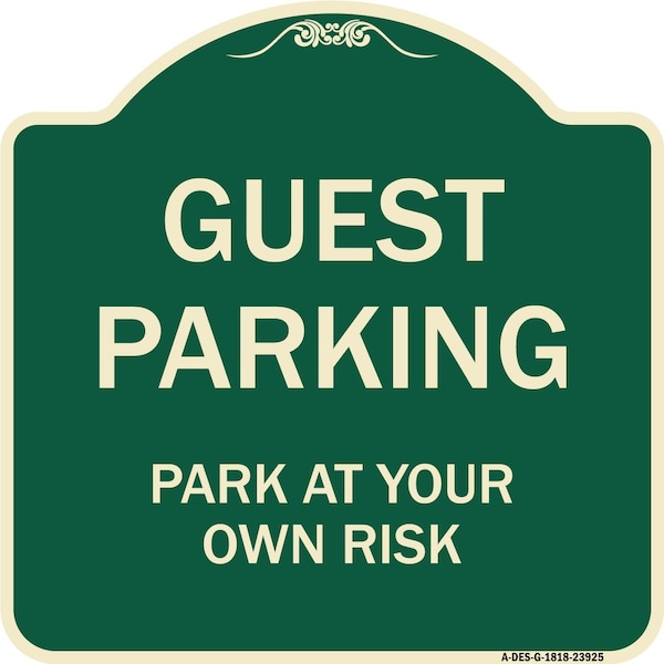 Designer Series Sign Guest Parking, Green & Tan Heavy-Gauge Aluminum Sign, 18" x 18", G-1818-23925